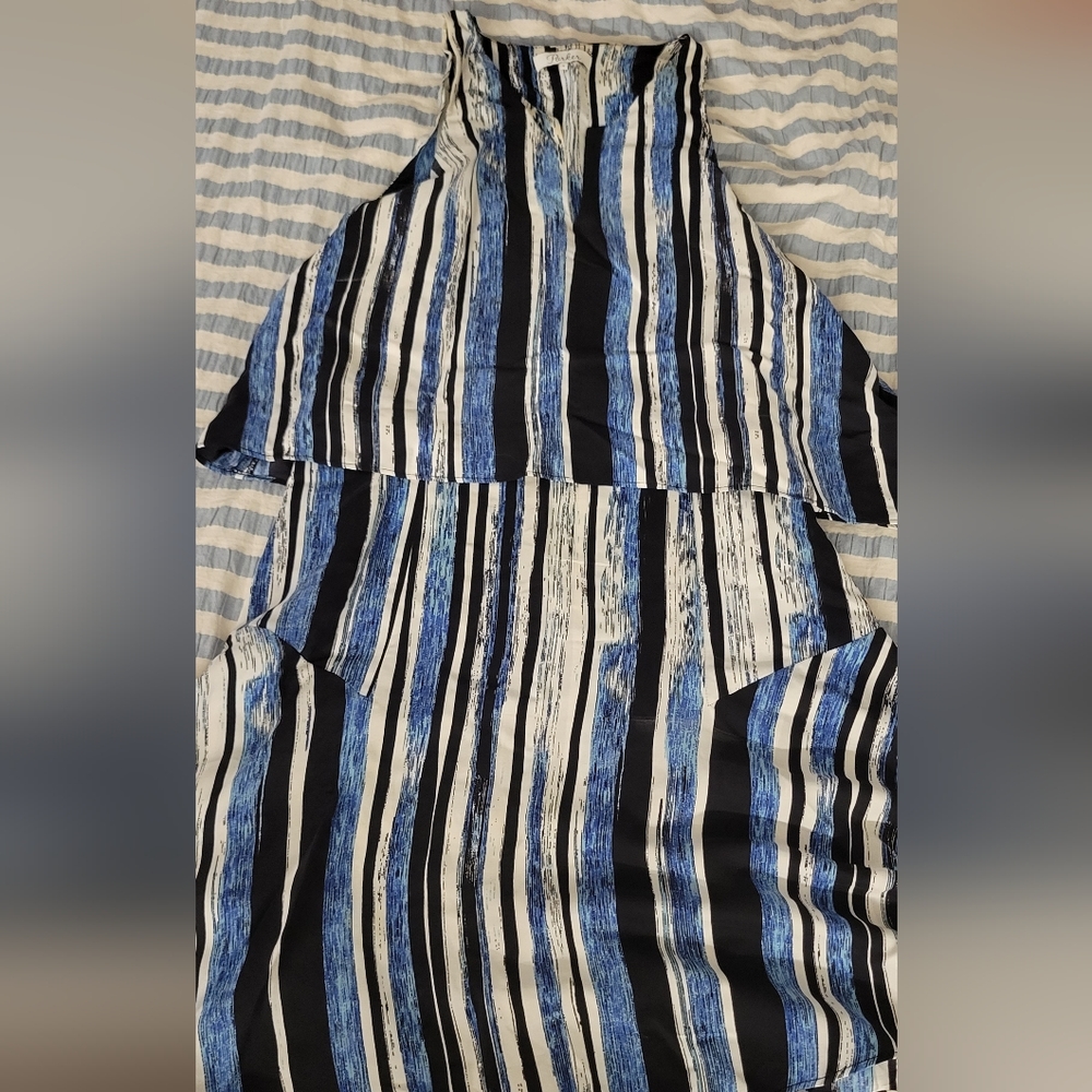 Parker silky striped two tier dress